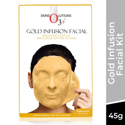 O3+ Plus Gold Infusion Facial Kit - Single Use Kit with Peel Off Mask (45gm+5ml)