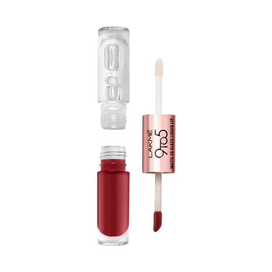 Lakme 9 To 5 Matte To Glass Liquid Lip Color - Vintage Red (7.6ml)
