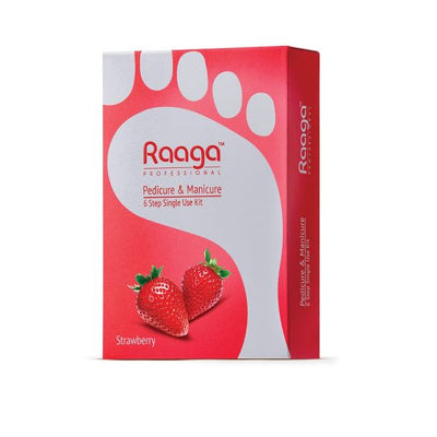 Raaga Professional Strawberry Pedicure and Manicure 6 Step Single Use Kit (63gm)